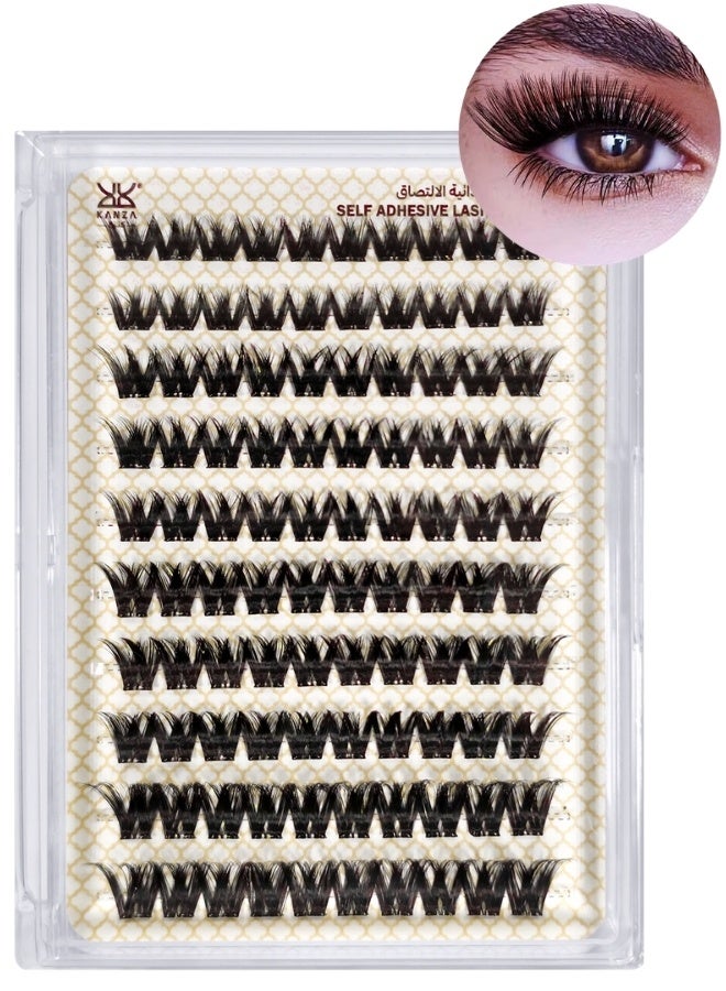 Kanza Pre Bond Type Lashes Kit with Tweezers Self Adhesive Eyelashes Eyelash Clusters Kit, False Eyelashes D Curl Pre Glued Lash Clusters Wispy Lashes Cluster Kit Lash Clusters for Beginners and Salon use Press On DIY Lash Extension Eye Makeup Kit Falselashes 10-16mm Size 100 Pcs - Image 2