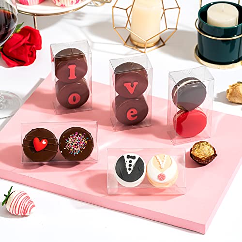 RomanticBaking 37 Pack 4.17" x 2.16" x 1.37" Macaron Boxes for 2 Chocolate Covered Oreo Brownie Truffle Treat Pastry Boxes for Christmas - Image 3