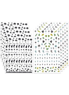 ANCIRS ANCIRS 1000+ pcs 3D Summer Palm Tree Nail Art Studs Stickers, Adhesive Tropical Surf Beach Palm Tree Nail Art Decals for DIY Nail Art Polish Manicure Decoration 
