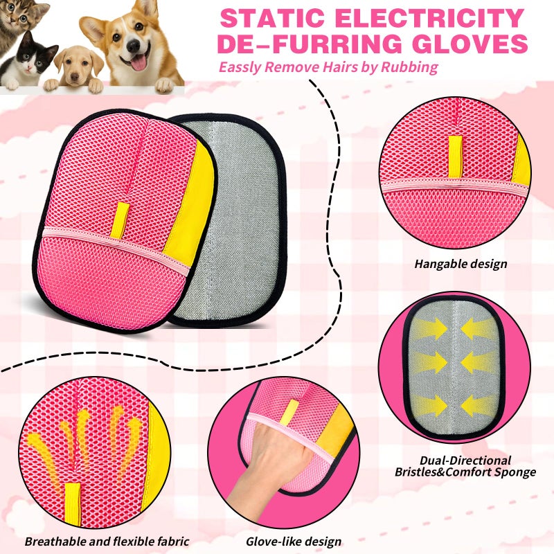 4PCS Upgraded Pet Hair Removal Gloves for Dogs & Cats, Pet Hair Removal Glove, Reusable Electrostatic Pet Hair Glove with Pet Hair Remover, Thickened Pet Hair Mitt for Clothing,Couch, Carpet, Car Seat - Image 2