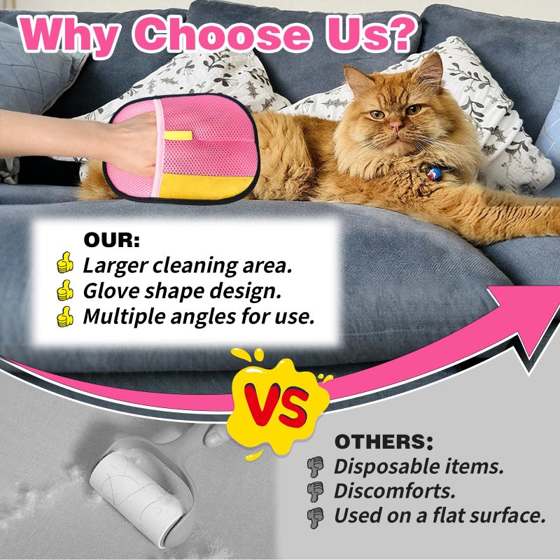 4PCS Upgraded Pet Hair Removal Gloves for Dogs & Cats, Pet Hair Removal Glove, Reusable Electrostatic Pet Hair Glove with Pet Hair Remover, Thickened Pet Hair Mitt for Clothing,Couch, Carpet, Car Seat - Image 4