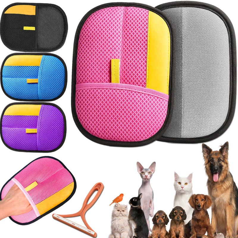 4PCS Upgraded Pet Hair Removal Gloves for Dogs & Cats, Pet Hair Removal Glove, Reusable Electrostatic Pet Hair Glove with Pet Hair Remover, Thickened Pet Hair Mitt for Clothing,Couch, Carpet, Car Seat - Image 1