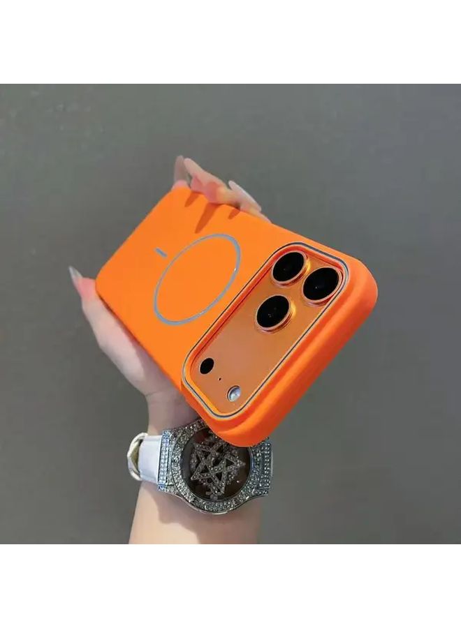Orange Magnetic Matte Phone Case For iPhone 12 Pro Max Wireless Charging Lightweight Shockproof - Image 2