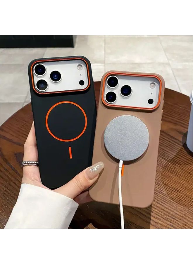 Orange Magnetic Matte Phone Case For iPhone 12 Pro Max Wireless Charging Lightweight Shockproof - Image 4