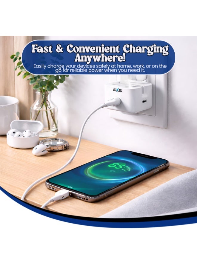 S.STYLEE 40W Fast Charging USB Wall Charger Adapter with Smart Power Distribution, Intelligent Device Detection, Stable Charging Performance, UK 3 Pin Plug Fast Charger for iPhone, Samsung, Android Phones, Tablets & USB Devices – White - Image 4