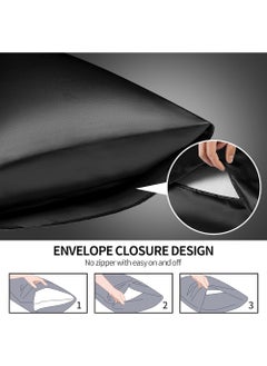VITION Satin Silk Pillow Case Cover for Hair and Skin, Soft Breathable Smooth Both Sided Silk Pillow Cover Pair (Queen - 50 x 75cm - 2pcs - Black)  - Image 2