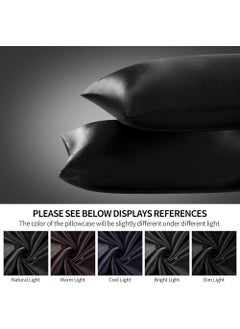 VITION Satin Silk Pillow Case Cover for Hair and Skin, Soft Breathable Smooth Both Sided Silk Pillow Cover Pair (Queen - 50 x 75cm - 2pcs - Black)  - Image 3