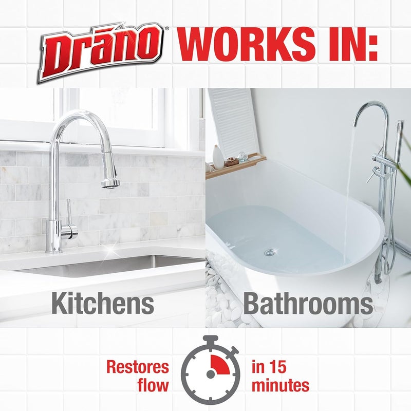 Drano Max Gel Drain Clog Remover and Cleaner for Shower or Sink Drains, Unclogs and Removes Hair, Soap Scum, Blockages, 32 oz - Image 2