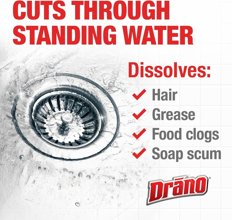 Drano Max Gel Drain Clog Remover and Cleaner for Shower or Sink Drains, Unclogs and Removes Hair, Soap Scum, Blockages, 32 oz - Image 3