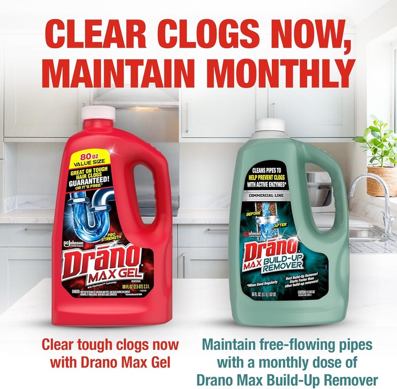 Drano Max Gel Drain Clog Remover and Cleaner for Shower or Sink Drains, Unclogs and Removes Hair, Soap Scum, Blockages, 32 oz - Image 5