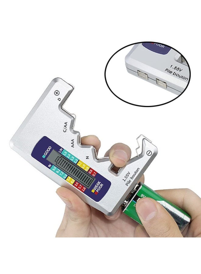 Battery Tester Universal Battery Checker with LCD Display Digital Multi Purpose Small Battery Checker for All Battery C AA AAA D N 9V 6F22 1.5V Button Cell Batteries - Image 5