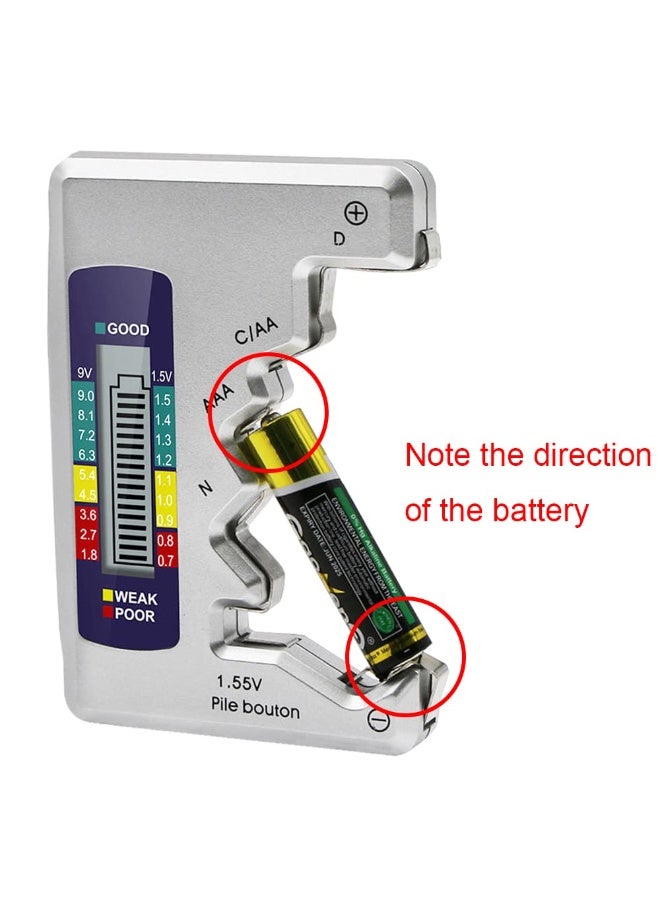 Battery Tester Universal Battery Checker with LCD Display Digital Multi Purpose Small Battery Checker for All Battery C AA AAA D N 9V 6F22 1.5V Button Cell Batteries - Image 4