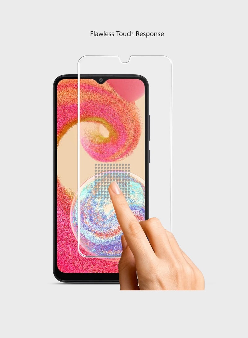 Techie حماية شاشة زجاجية مقواة بتقنية HD لجهاز سامسونغ جالاكسي A04e مضادة للانعكاس مضادة للفقاعات صلابة 9H سمك 0.2 مم أطراف مدورة تركيب سهل - Image 4