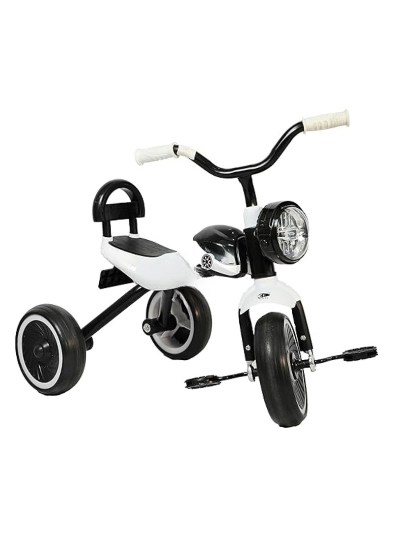 Children's Tricycle with a Strong and Durable Metal Frame, a Comfortable Plastic Seat with a Backrest to Provide Extra Support for the Child, and a Headlight for Ages One and a Half to 4 Years 