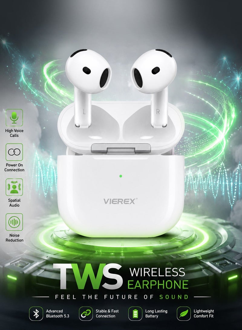 Vierex سماعات أذن لاسلكية VE-F4 Plus TWS | تقليل الضوضاء وصوت مكاني - Image 3