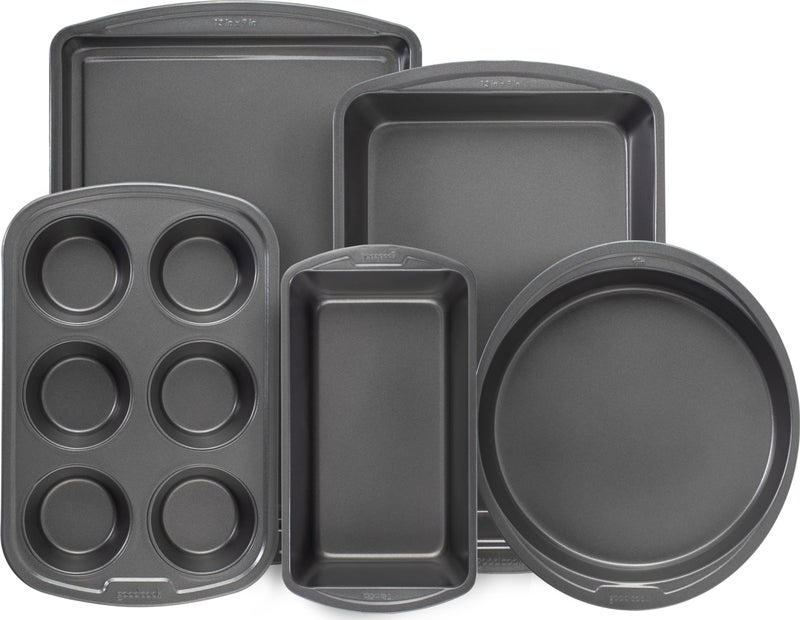 GoodCook Everyday Nonstick Steel 5Piece Bakeware Set Gray Includes Cookie Sheet Cake Pan Loaf Pan Muffin Pan and Roast Pan Durable and ScratchResistant Baking Set - Image 2