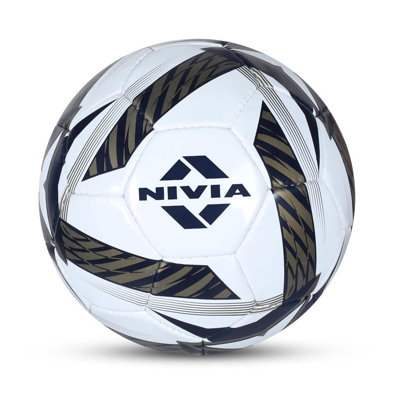 Nivia Shining Star 2022 Football (Size 5) Black White 32 Panel Rubberized Stitched Training and Match Soccer Ball - Image 1
