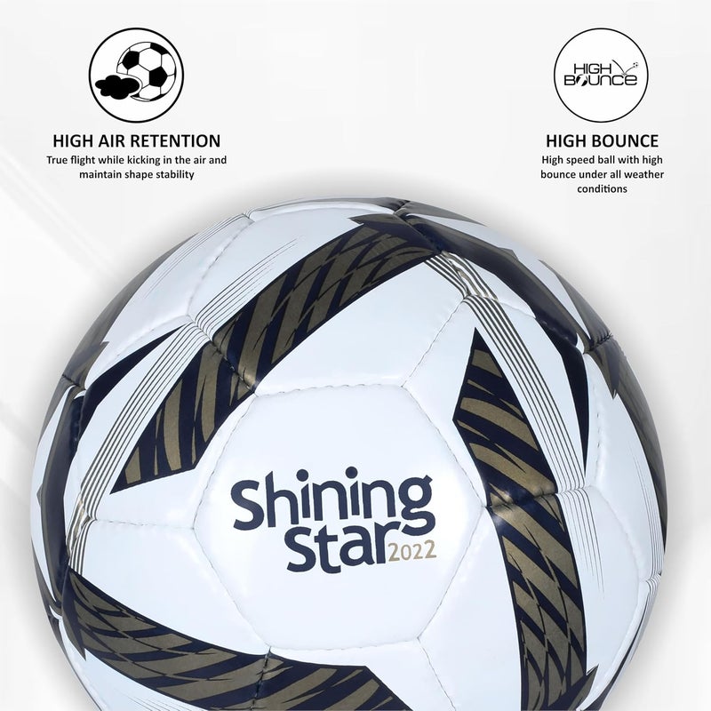 Nivia Shining Star 2022 Football (Size 5) Black White 32 Panel Rubberized Stitched Training and Match Soccer Ball - Image 3