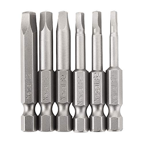 Rocaris 6 pcs 1/4 Inch Hex Shank Long Magnetic Square Head Screwdriver Bits Set Power Tools SQ1, SQ2, SQ2.7, SQ3, SQ4, SQ5 For Poket Hole Jig- 2 inch Length - Image 1