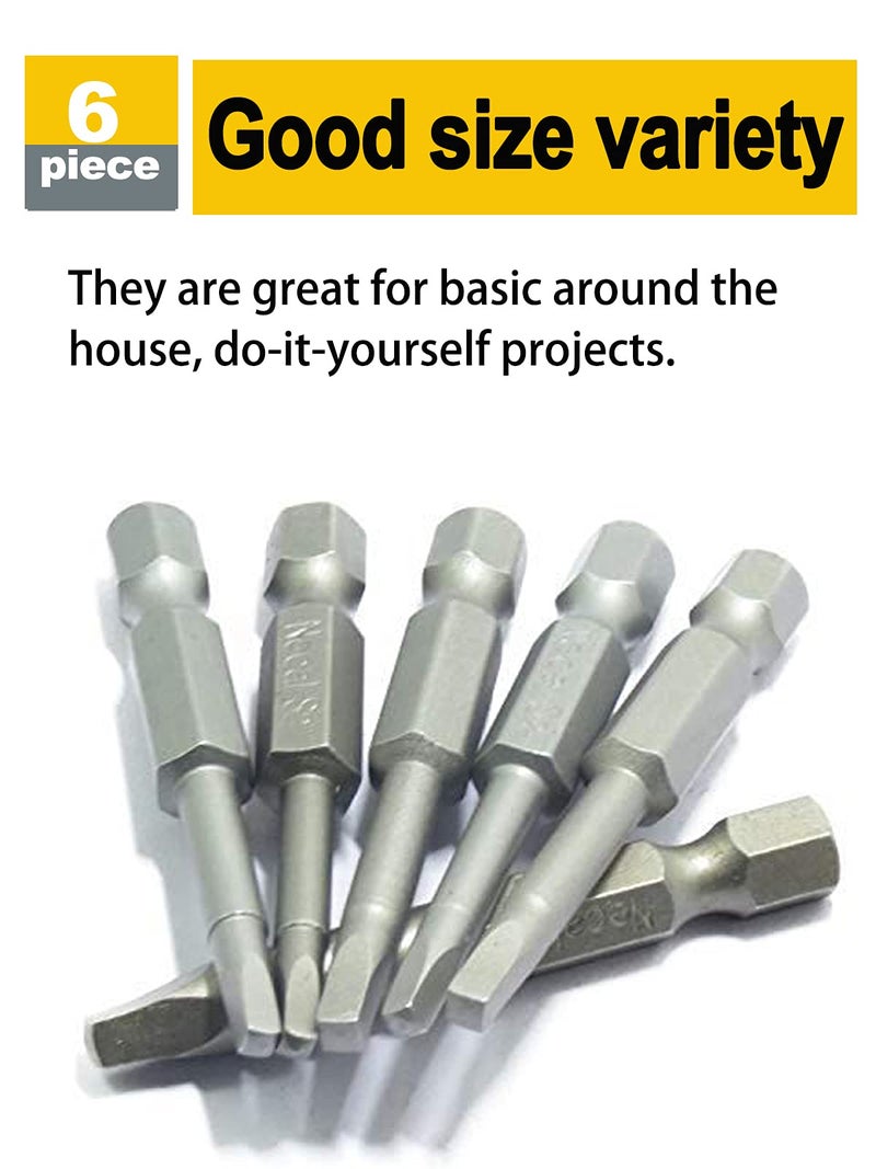 Rocaris 6 pcs 1/4 Inch Hex Shank Long Magnetic Square Head Screwdriver Bits Set Power Tools SQ1, SQ2, SQ2.7, SQ3, SQ4, SQ5 For Poket Hole Jig- 2 inch Length - Image 5