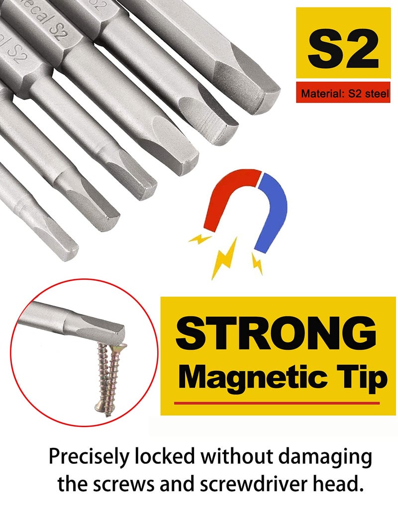 Rocaris 6 pcs 1/4 Inch Hex Shank Long Magnetic Square Head Screwdriver Bits Set Power Tools SQ1, SQ2, SQ2.7, SQ3, SQ4, SQ5 For Poket Hole Jig- 2 inch Length - Image 3