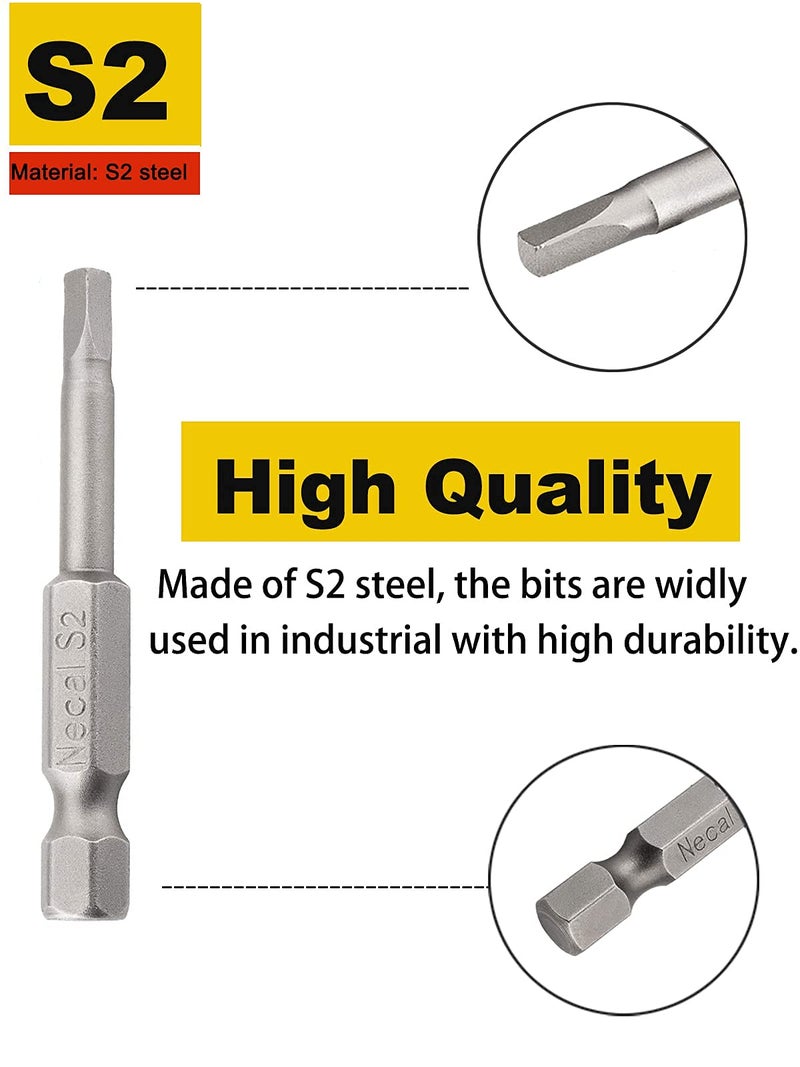 Rocaris 6 pcs 1/4 Inch Hex Shank Long Magnetic Square Head Screwdriver Bits Set Power Tools SQ1, SQ2, SQ2.7, SQ3, SQ4, SQ5 For Poket Hole Jig- 2 inch Length - Image 2