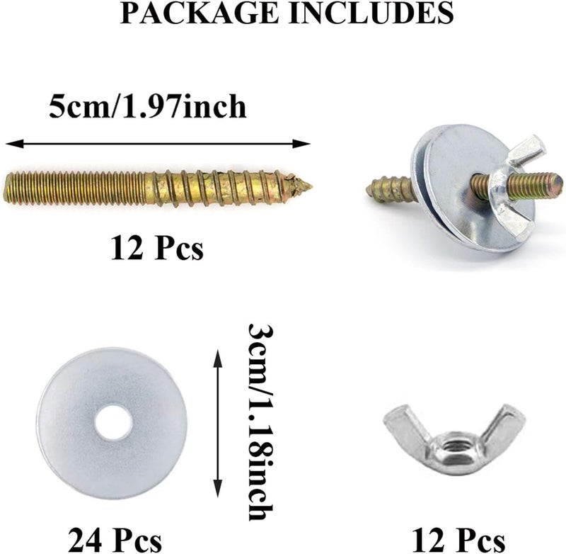 LhyBtm 12 Sets Bird Cage Screws Bird Perch Stand Platform Accessories 24 Washers 12 Screws 12 Wing Nuts Hardware for Fixing Bird Playground Perch Food Bowls Feeder Breeding Box - Image 2