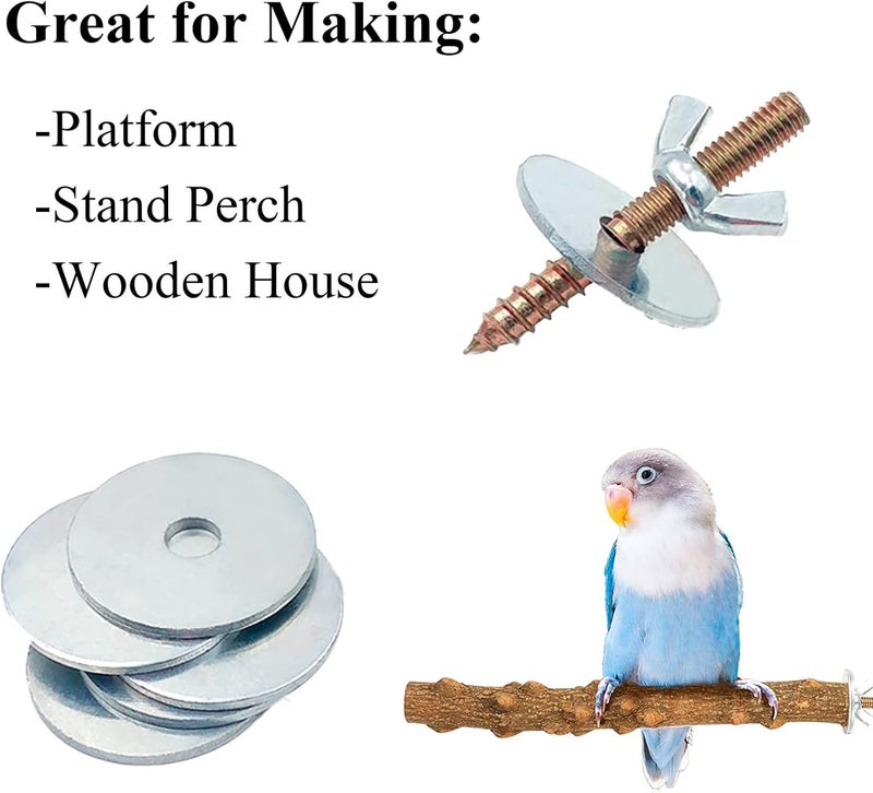 LhyBtm 12 Sets Bird Cage Screws Bird Perch Stand Platform Accessories 24 Washers 12 Screws 12 Wing Nuts Hardware for Fixing Bird Playground Perch Food Bowls Feeder Breeding Box - Image 3