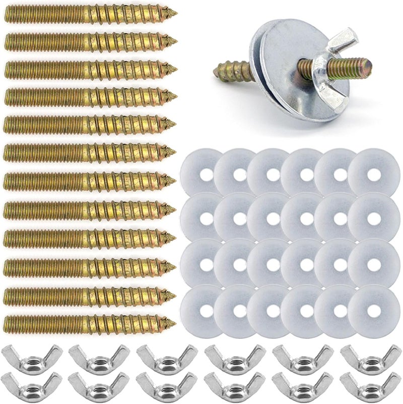 LhyBtm 12 Sets Bird Cage Screws Bird Perch Stand Platform Accessories 24 Washers 12 Screws 12 Wing Nuts Hardware for Fixing Bird Playground Perch Food Bowls Feeder Breeding Box - Image 1