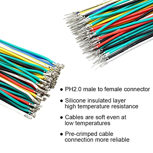 elechawk PH 2.0 Connector Pre-Crimped Cable Kit Compatible with JST-PH 2.0mm for Battery JJRC H36 Blade Inductrix Tiny Whoop Arduino mkr1010 MKR Zero (Female&Male Connector&Wire) - Image 5