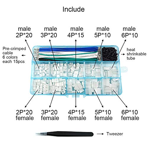 elechawk PH 2.0 Connector Pre-Crimped Cable Kit Compatible with JST-PH 2.0mm for Battery JJRC H36 Blade Inductrix Tiny Whoop Arduino mkr1010 MKR Zero (Female&Male Connector&Wire) - Image 2