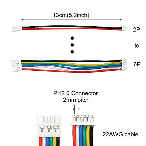 elechawk PH 2.0 Connector Pre-Crimped Cable Kit Compatible with JST-PH 2.0mm for Battery JJRC H36 Blade Inductrix Tiny Whoop Arduino mkr1010 MKR Zero (Female&Male Connector&Wire) - Image 4