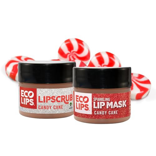 Eco Lips Vanilla Mint Candy Cane Lip Scrub Lip Mask Duo Natural Exfoliating Lip Scrub Nourishing Sparkling Lip Mask Winter Lip Care Set Perfect Stocking Stuffer Gift 2 count 025 oz - Image 1