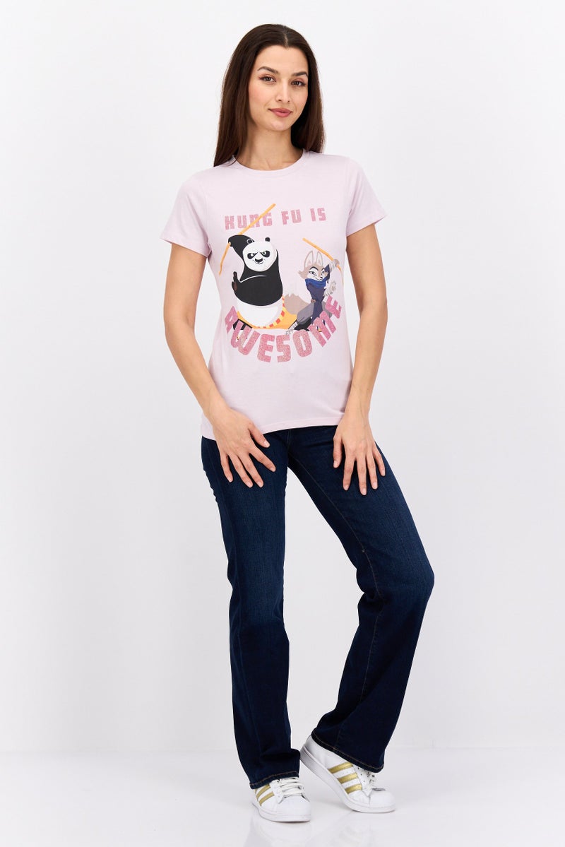 DreamWorks Women Round Neck Short Sleeve Kung Fu Panda T-Shirt, Lavender - Image 4