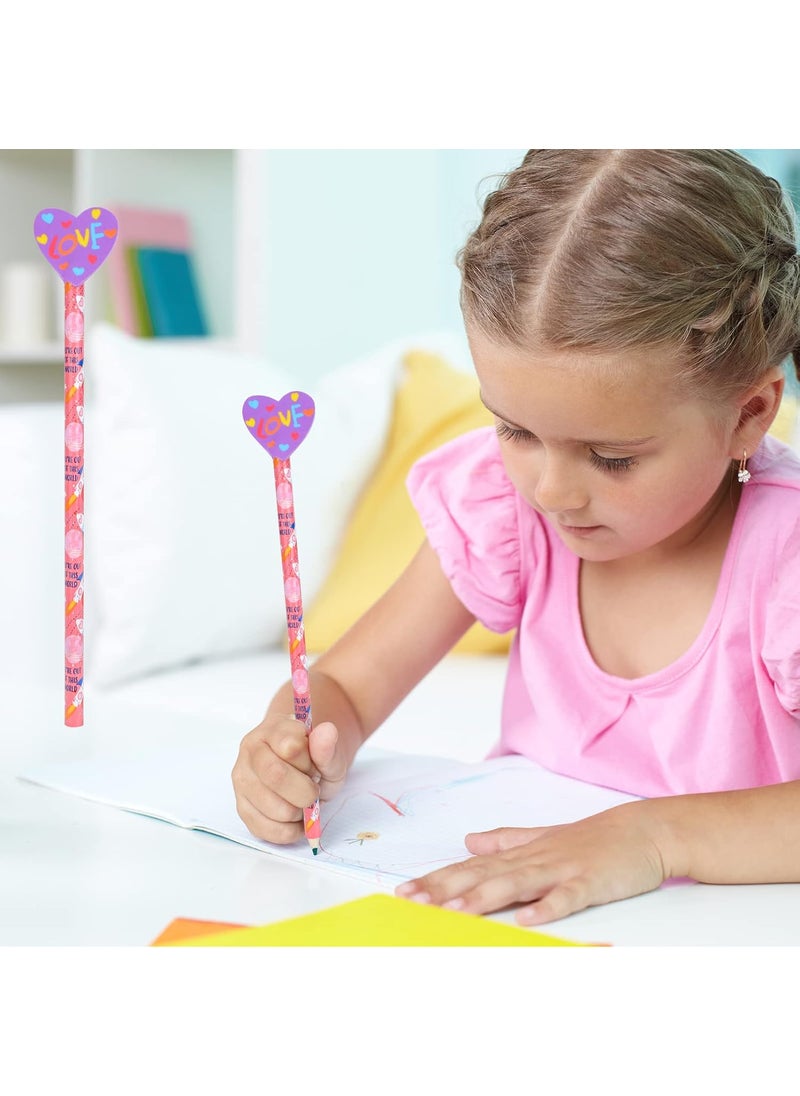 Konsait Konsait 1 Dozen 12 Valentine Pencils Assortment with Giant Eraser Topper Decorated with Love HeartsLips for Valentines Day School Party Favor Supplies Accessories Goodie Bag Filler Teacher Gift  - Image 5