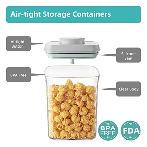 Ankou Airtight Container Set (1000ml 4 Pcs) Stackable One Press Openning Food Containers for Snacks Sugar Salt Herbs Spices Coffee Bean Formula Popcorn BPA-Free Tight Seal - Clear (1.0 QT * 4) - Image 5