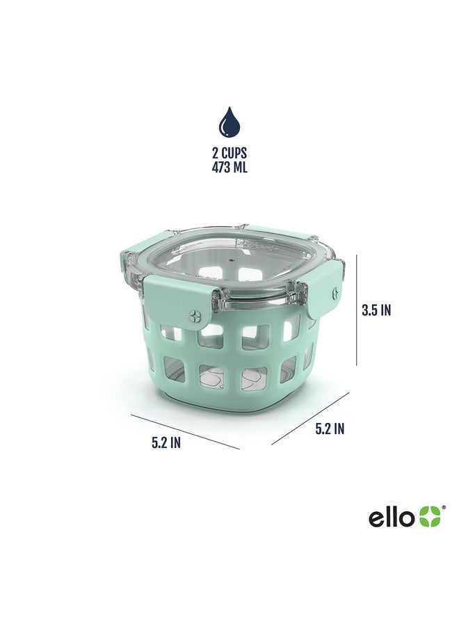 Ello DuraGlass Rounds Glass Food Storage Containers - Meal Prep Bowls with Silicone Sleeve and Airtight Lids, 2 Cup, Yucca - Image 3