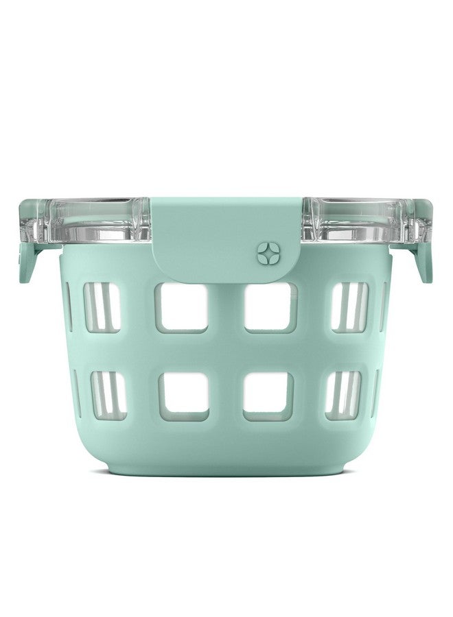 Ello DuraGlass Rounds Glass Food Storage Containers - Meal Prep Bowls with Silicone Sleeve and Airtight Lids, 2 Cup, Yucca - Image 1