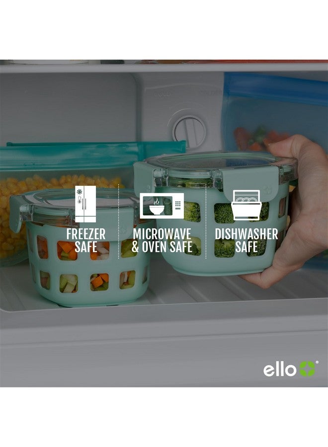 Ello DuraGlass Rounds Glass Food Storage Containers - Meal Prep Bowls with Silicone Sleeve and Airtight Lids, 2 Cup, Yucca - Image 5