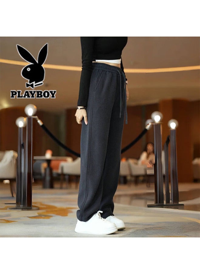 Playboy Men's Casual Pants Autumn Winter New Starry Pattern Loose Straight Trendy Versatile Korean Style Knit Long Pants - Image 4
