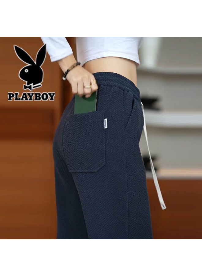 Playboy Men's Casual Pants Autumn Winter New Starry Pattern Loose Straight Trendy Versatile Korean Style Knit Long Pants - Image 1