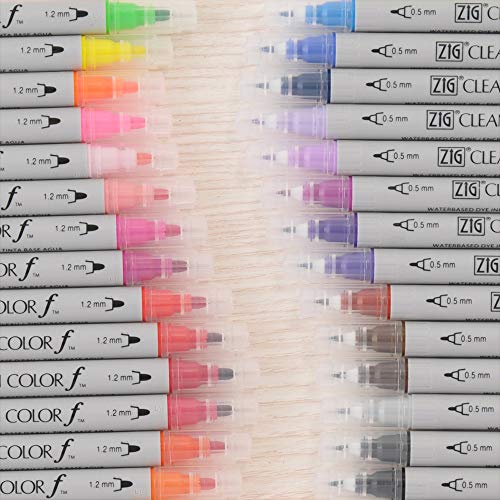 Kuretake ZIG CLEAN COLOR f, 0.5 mm & 1.2 mm, AP-Certified, Odourless, Xylene Free, Suitable for dark paper, Perfect for illustrating, sketching, designing and cartooning. Made in Japan (24 colors set) - Image 3