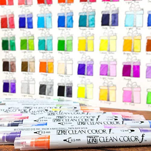 Kuretake ZIG CLEAN COLOR f, 0.5 mm & 1.2 mm, AP-Certified, Odourless, Xylene Free, Suitable for dark paper, Perfect for illustrating, sketching, designing and cartooning. Made in Japan (24 colors set) - Image 5
