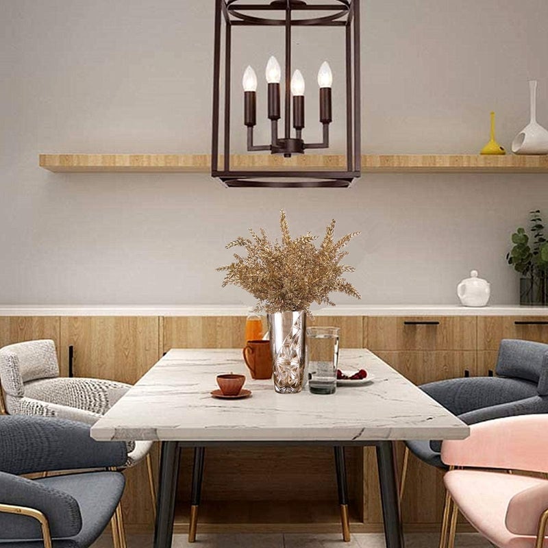 LOVENIMEN Artificial Plants for Christmas, Fake Golden Wheatgrass Lavender Flowers Plant Bushes Faux Boston Shrubs Indoor Outside Hanging Planter Home Garden Decor Festival Decoration - Gold 2 Pcs - Image 4