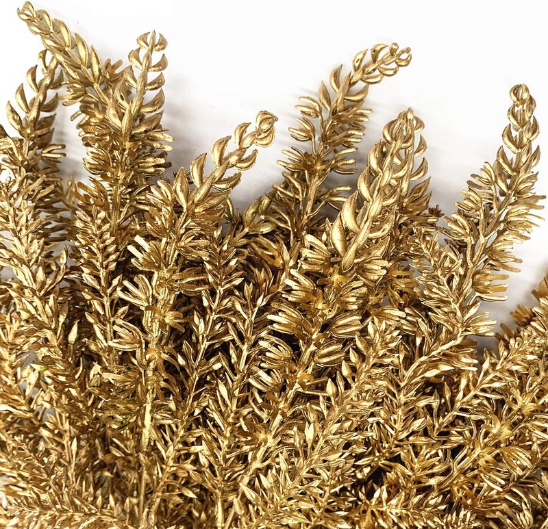 LOVENIMEN Artificial Plants for Christmas, Fake Golden Wheatgrass Lavender Flowers Plant Bushes Faux Boston Shrubs Indoor Outside Hanging Planter Home Garden Decor Festival Decoration - Gold 2 Pcs - Image 3