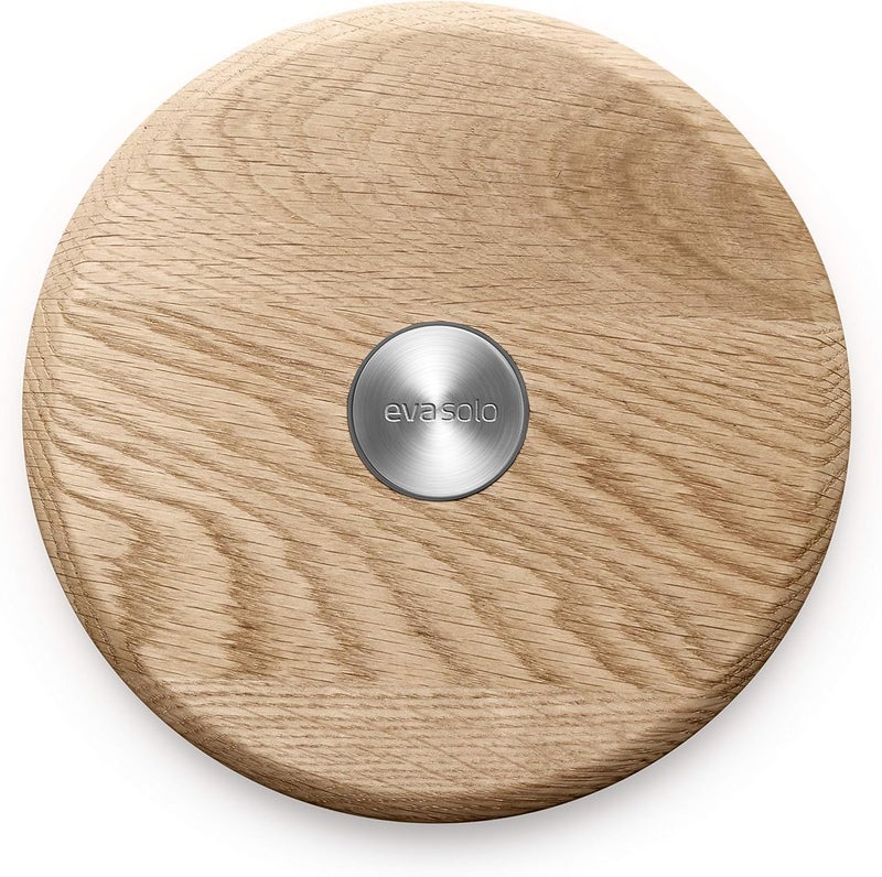 Eva Solo Nordic Kitchen Magnetic Trivet Round Solid Oak with Stainless Steel Center, Heat-Resistant Table Protector 18.5cm - Image 1