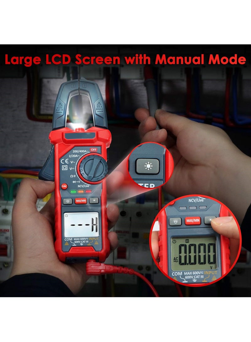 Barakah Digital Clamp Meter, 2000 Counts Voltage Tester, Auto-ranging Clamp Meter for AC/DC Voltage, AC Current, Resistance, Capacitance, Continuity, Live Wire Test, Non-Contact Voltage Detection - Image 4