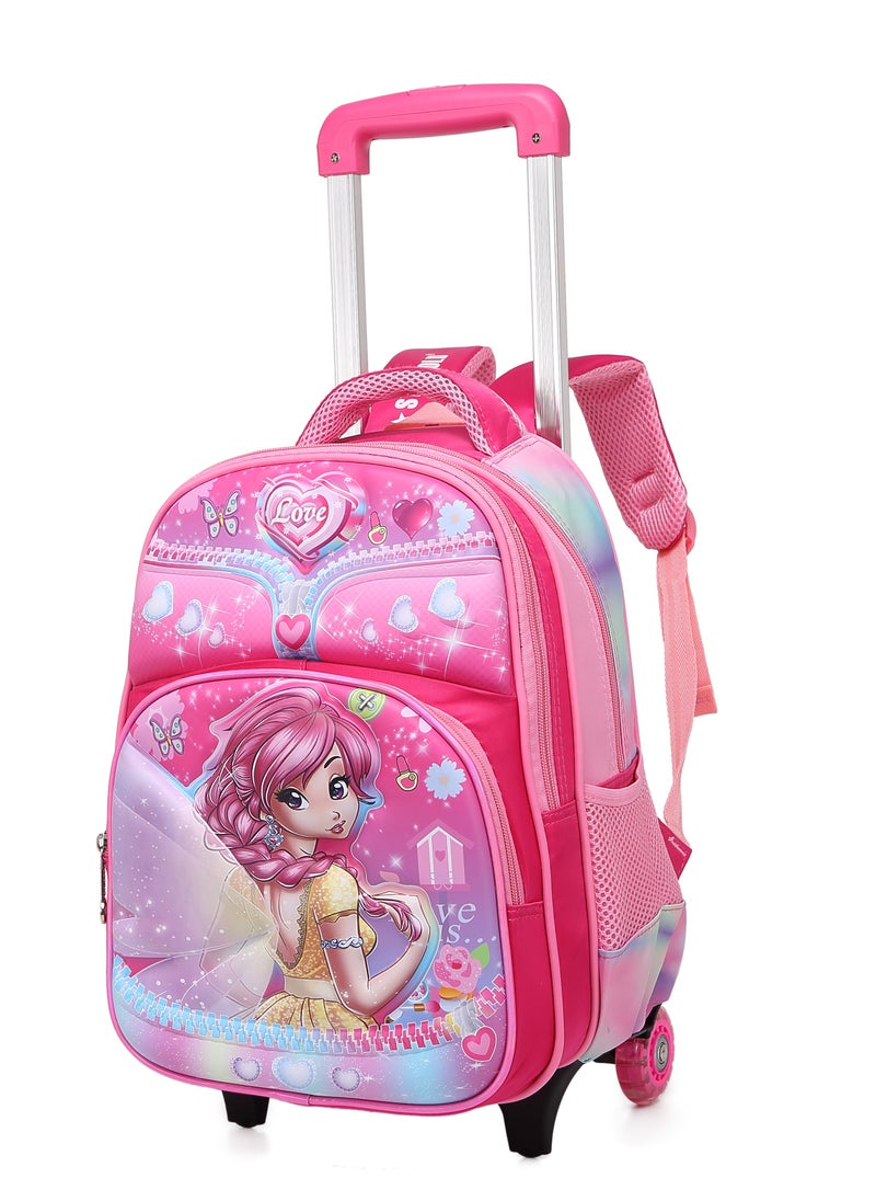Stargold - Baby Backpack 3Pcs For Baby Girls 1 lunch 1 Pencil Box And 1 Bag With Adjustable Strap For School 2 Wheels 14 Inch - Image 1
