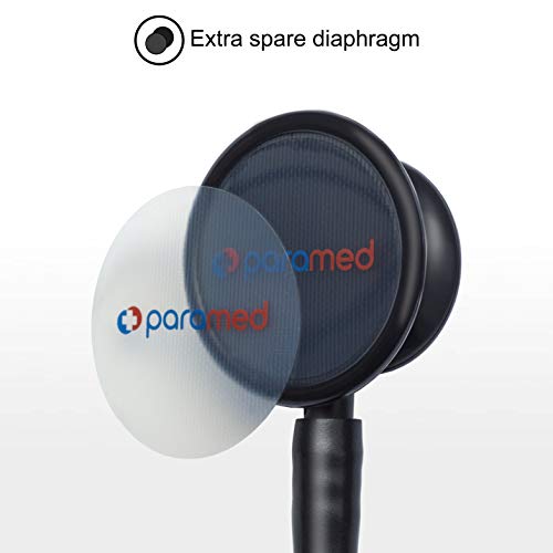 Paramed Stethoscope - Classic Dual Head - for Doctors, Nurses, Med Students, Professional Pediatric, Medical, Cardiology, Home Use - Extra Diaphragm, 4 Eartips, Accessory Case, Name Tag - 29.5 inch - Image 5