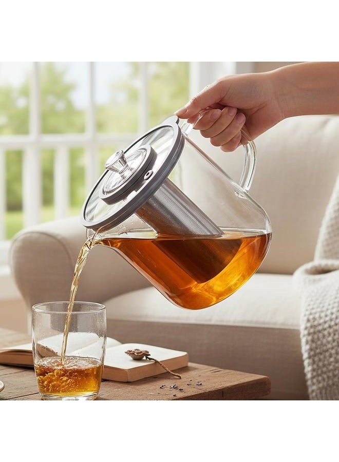 Aquach 68oz Glass Teapot with Infuser - Stovetop & Dishwasher Safe, Plastic-Free Borosilicate Glass Tea Kettle for Loose Leaf & Iced Tea - Image 3